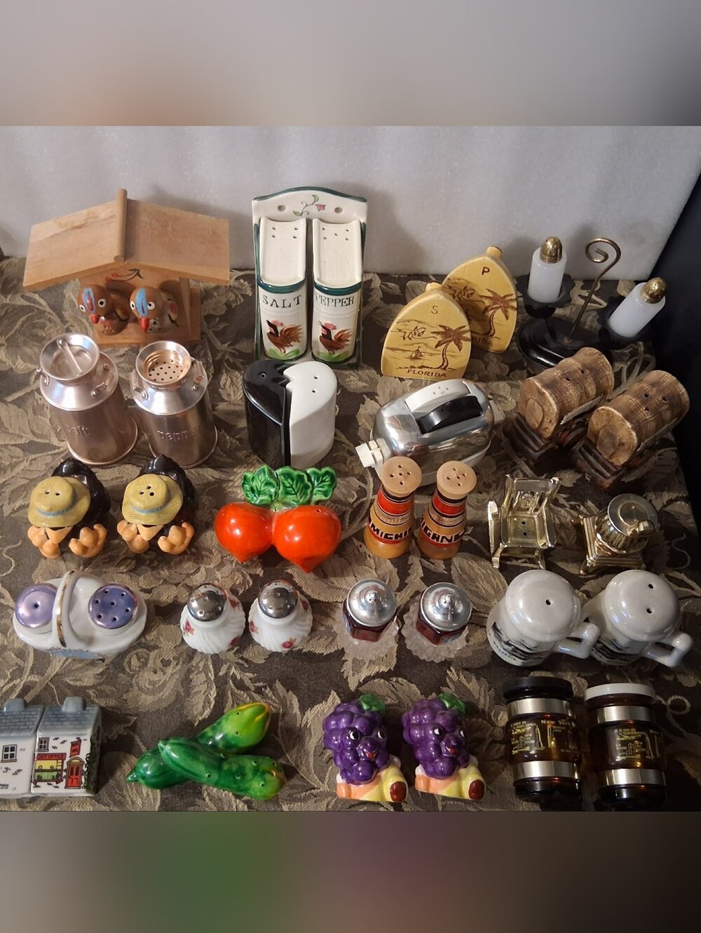 Salt and Pepper Shakers Lot Of 20 sets Mixed Variety VTG Japan/Porcelain/Wooden